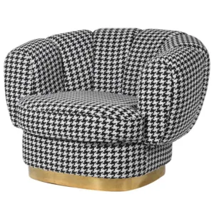 Myer Houndstooth Linen Brushed Gold Armchair - Avant Garde Furniture - Designer Furniture Store & Luxury Home Decor