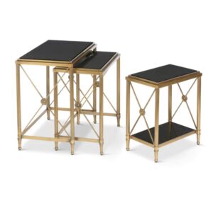 Versailles Brass Black Glass Sidetable Set - Avant Garde Furniture - Designer Furniture Store & Luxury Home Decor