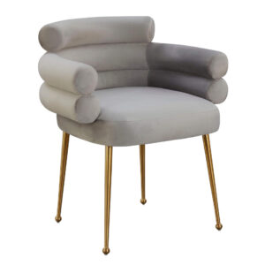 Ventosa Light Grey Velvet Brass Chair - Avant Garde Furniture - Designer Furniture Store & Luxury Home Decor