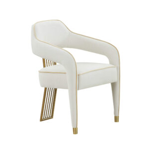 Capitonne White Velvet Brass Chair - Avant Garde Furniture - Designer Furniture Store & Luxury Home Decor