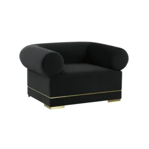 Riccardi Black Velvet Gold Armchair Sofa - Avant Garde Furniture - Designer Furniture Store & Luxury Home Decor