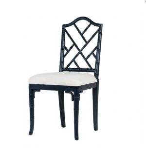 Chippendale White Linen Black Lacquer Chair - Avant Garde Furniture - Designer Furniture Store & Luxury Home Decor