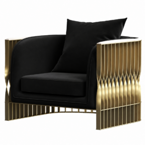 Helios Black Velvet Brass Chair