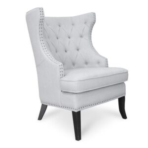 Marina Soft Grey Studded Wing Chair - Avant Garde Furniture - Designer Furniture Store & Luxury Home Decor
