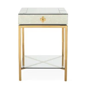 Delphi Antique Mirror Brass Sidetable - Avant Garde Furniture - Designer Furniture Store & Luxury Home Decor