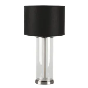 Bank Nickel Glass Table Lamp with Black Linen Shade - Avant Garde Furniture - Designer Furniture Store & Luxury Home Decor