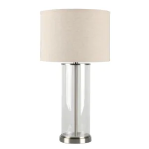 Bank Nickel Glass Table Lamp with Natural Linen Shade - Avant Garde Furniture - Designer Furniture Store & Luxury Home Decor