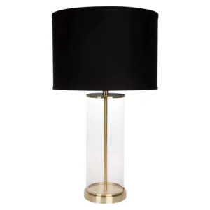 Bank Brass Glass Table Lamp with Black Linen Shade - Avant Garde Furniture - Designer Furniture Store & Luxury Home Decor