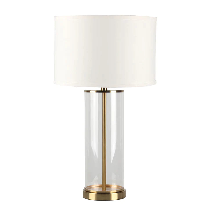 Bank Brass Glass Table Lamp with Black Linen Shade - Avant Garde Furniture - Designer Furniture Store & Luxury Home Decor