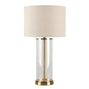 Bank Brass Glass Table Lamp with Natural Linen Shade - Avant Garde Furniture - Designer Furniture Store & Luxury Home Decor