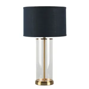Bank Brass Glass Table Lamp with Navy Linen Shade - Avant Garde Furniture - Designer Furniture Store & Luxury Home Decor