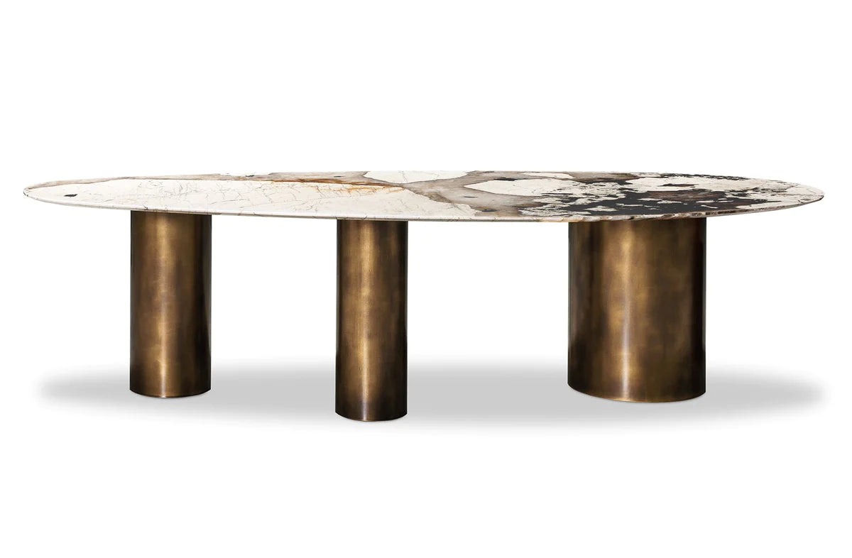 Patagonia Marble Brushed Brass Dining Table 290cm - Avant Garde Furniture - Designer Furniture Store & Luxury Home Decor