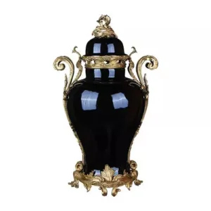 Armando Black Antique Gold Temple Ceramic Vase 67.5cm - Avant Garde Furniture - Designer Furniture Store & Luxury Home Decor