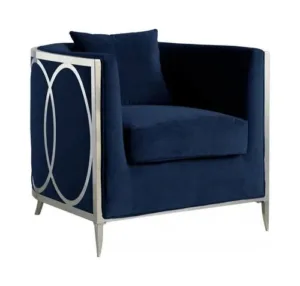 Circa Dark Blue Velvet Chrome Chair
