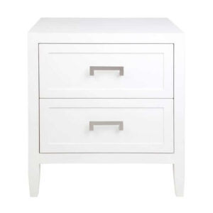 Soloman White Nickel Bedside Table