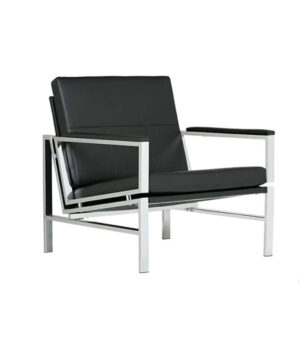 Bauhaus Black Leather Chrome Armchair