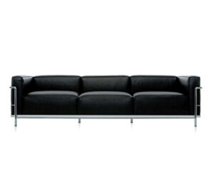 Bauhaus Black Leather Chrome Sofa