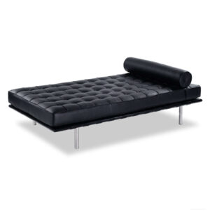 Bauhaus Black Leather Chrome Lounger