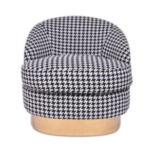 Myer Houndstooth Linen Brass Swivel Chair