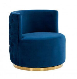 Campaign Navy Velvet Gold Swivel Chair