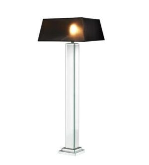 Nixon Mirror Floor Lamp with Black Linen Shade - Avant Garde Furniture - Designer Furniture Store & Luxury Home Decor