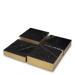 Yorker Nero Marquina Brushed Brass Coffee Table Set - Avant Garde Furniture - Designer Furniture Store & Luxury Home Decor