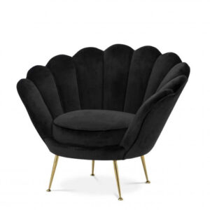 Messina Black Velvet Brass Armchair