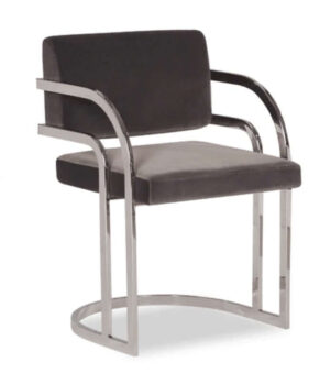 Deco Dark Grey Velvet Nickel Chair