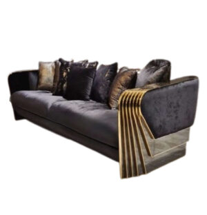 Provocateur Charcoal Velvet Brass Sofa