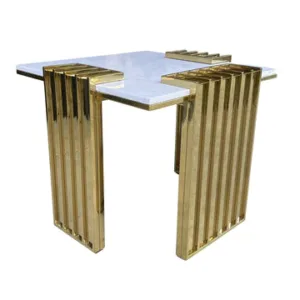 Dupont Carrara Marble Gold Sidetable - Avant Garde Furniture - Designer Furniture Store & Luxury Home Decor