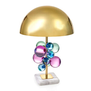 Globo Crystal Brass Table Lamp with Brass Shade