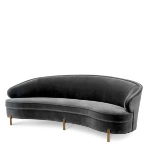 Silouette Dark Grey Velvet Brass Sofa