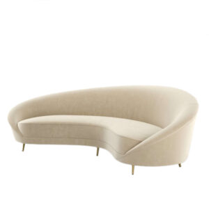 Spazio Cream Velvet Gold Sofa 245cm