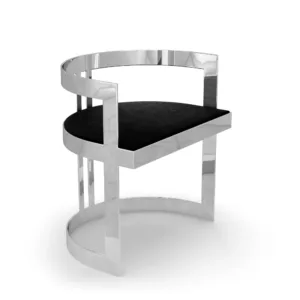 Bellevue Black Velvet Chrome Dining Chair - Avant Garde Furniture - Designer Furniture Store & Luxury Home Decor