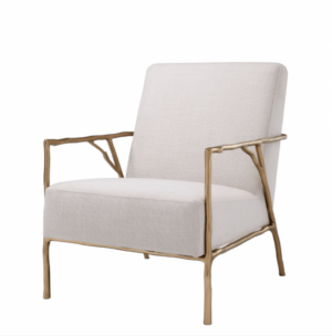 Guilt Antique Gold Beige Linen Armchair - Avant Garde Furniture - Designer Furniture Store & Luxury Home Decor