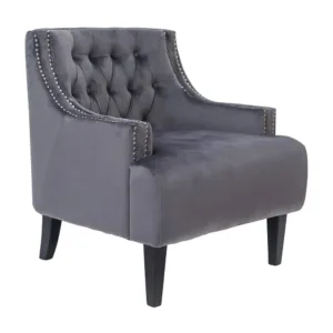 Skyler Tufted Occasional Chair - Charcoal Velvet - Avant Garde Furniture - Designer Furniture Store & Luxury Home Decor