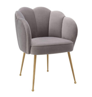 Peony Grey Velvet Brushed Gold Chair - Avant Garde Furniture - Designer Furniture Store & Luxury Home Decor