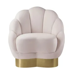Olympia White Velvet Scallop Brass Chair - Avant Garde Furniture - Designer Furniture Store & Luxury Home Decor