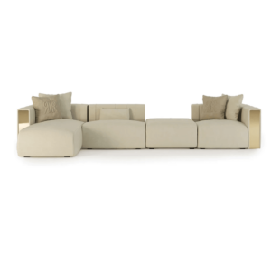 Riccardo Beige Velvet Brass Modular Sofa - Avant Garde Furniture - Designer Furniture Store & Luxury Home Decor