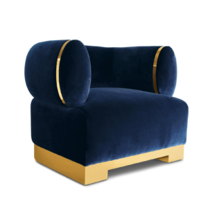 Donato Navy Velvet Brass Armchair Sofa - Avant Garde Furniture - Designer Furniture Store & Luxury Home Decor