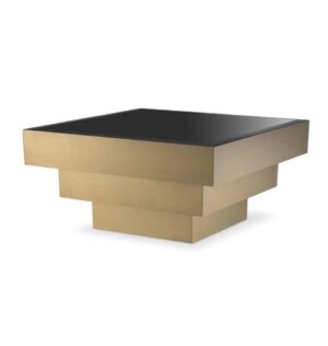 Empire Brushed Brass Black Glass Coffee Table - Avant Garde Furniture - Designer Furniture Store & Luxury Home Decor