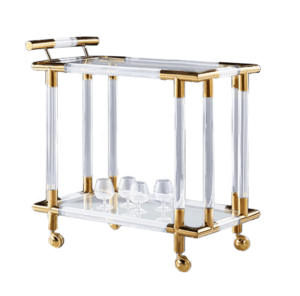 Adler Lucite Brass Wine Cart - Avant Garde Furniture - Designer Furniture Store & Luxury Home Decor