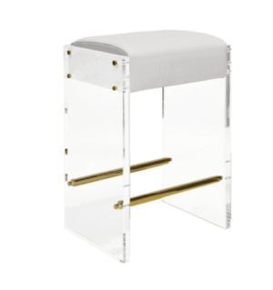 Alchemy Light Grey Velvet Lucite Brass Barstool - Avant Garde Furniture - Designer Furniture Store & Luxury Home Decor