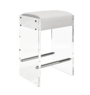 Alchemy Light Grey Velvet Lucite Nickel Barstool - Avant Garde Furniture - Designer Furniture Store & Luxury Home Decor