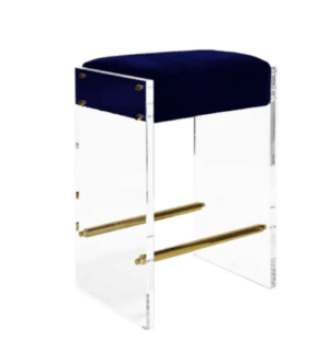Alchemy Navy Velvet Lucite Brass Barstool - Avant Garde Furniture - Designer Furniture Store & Luxury Home Decor