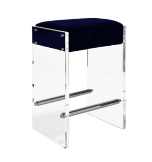 Alchemy Navy Velvet Lucite Nickel Barstool - Avant Garde Furniture - Designer Furniture Store & Luxury Home Decor