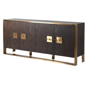 Aldo Dark Ash Brushed Gold Brass Buffet - Avant Garde Furniture - Designer Furniture Store & Luxury Home Decor