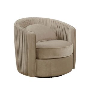 Allure Sand Velvet Pleated Swivel Armchair - Avant Garde Furniture - Designer Furniture Store & Luxury Home Decor