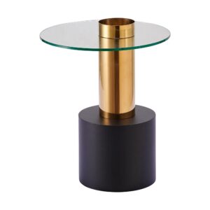 Aria Gold Glass Side Table 50cm - Avant Garde Furniture - Designer Furniture Store & Luxury Home Decor