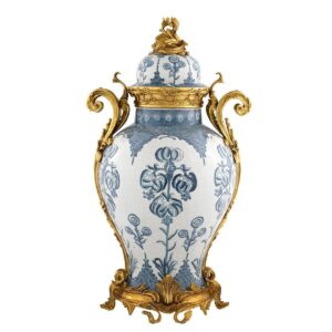 Armando Blue White Antique Brass Ceramic Vase 67.5cm - Avant Garde Furniture - Designer Furniture Store & Luxury Home Decor